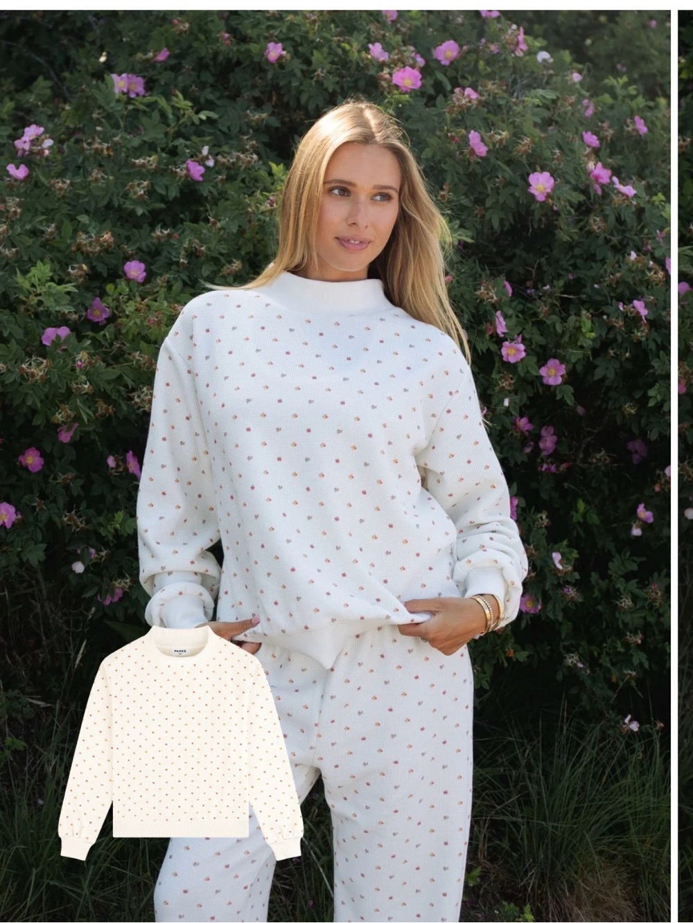 Parke Waffle Floral Mockneck S/M